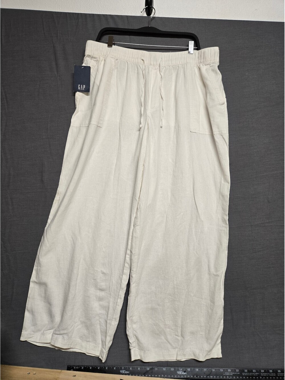 GAP Women's Wide Leg Linen Blend Pants Cream White Size XL